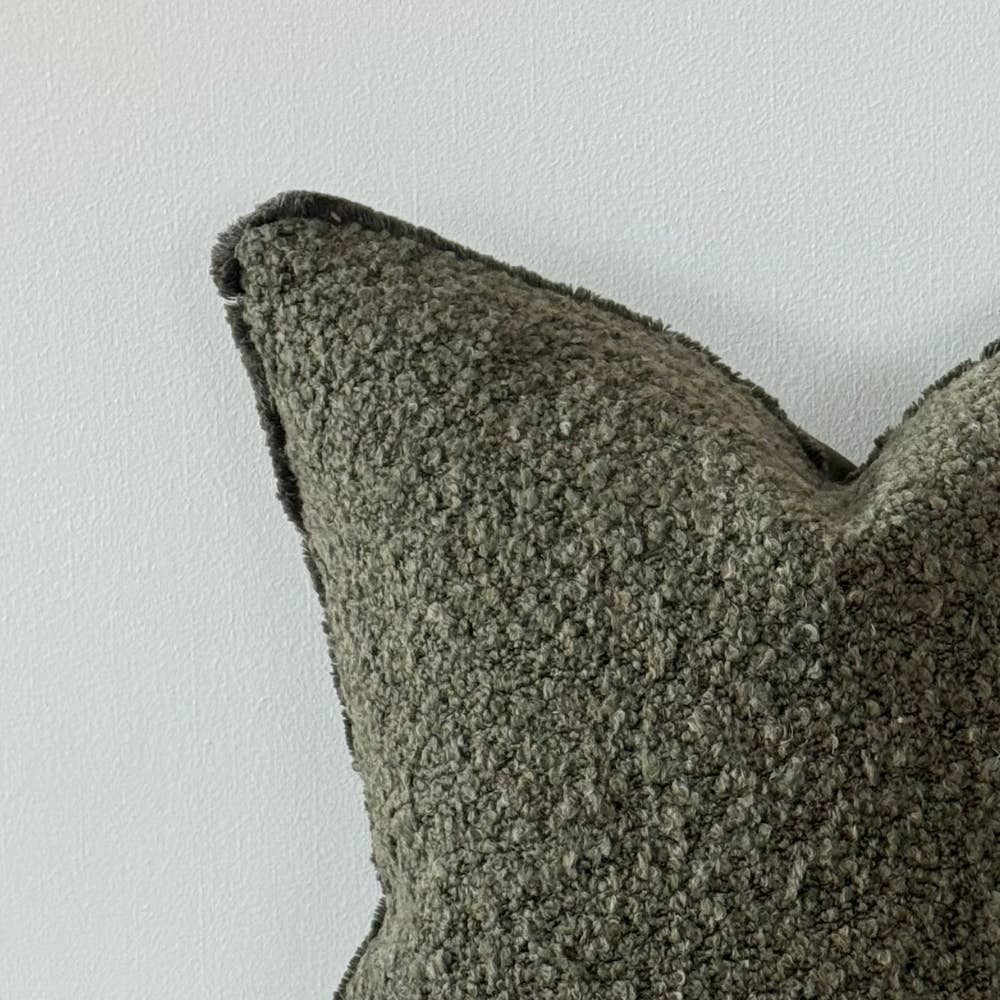 Olive Green Boucle Cushion Extra Large