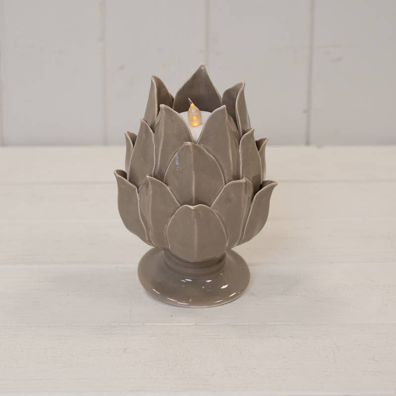 Green Glazed Artichoke Candle Holder