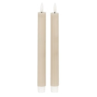 LED Taupe Ribbed Taper Candles