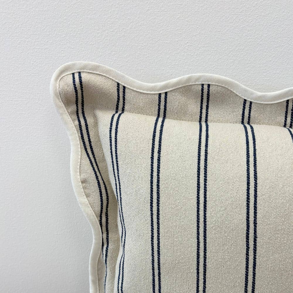 Nautical Stripe Scalloped Edge Cushion Small