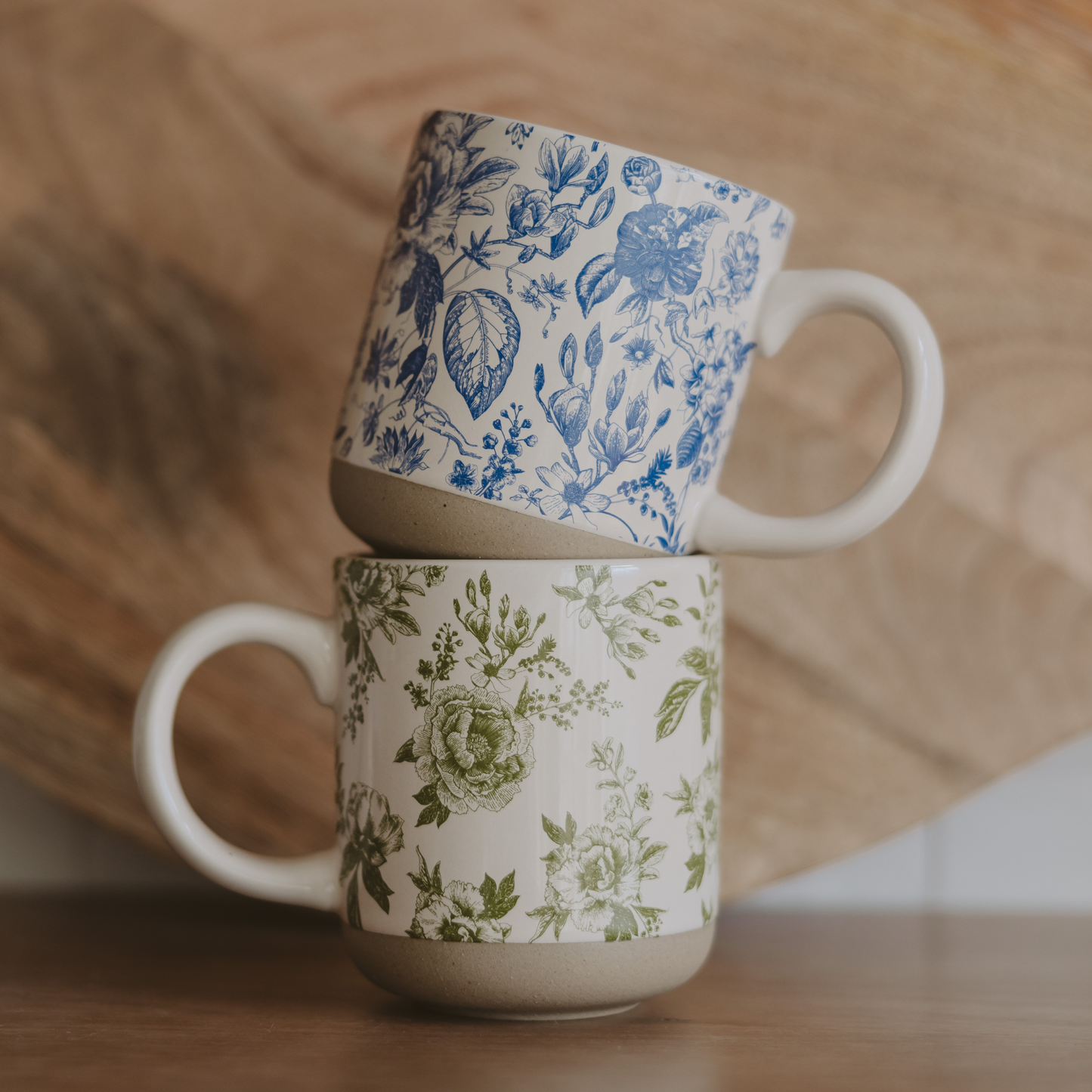 Cream & Blue Floral Mug