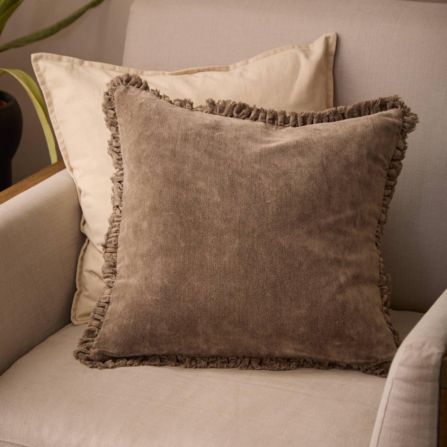 Medium Chocolate Ruffle Cushion
