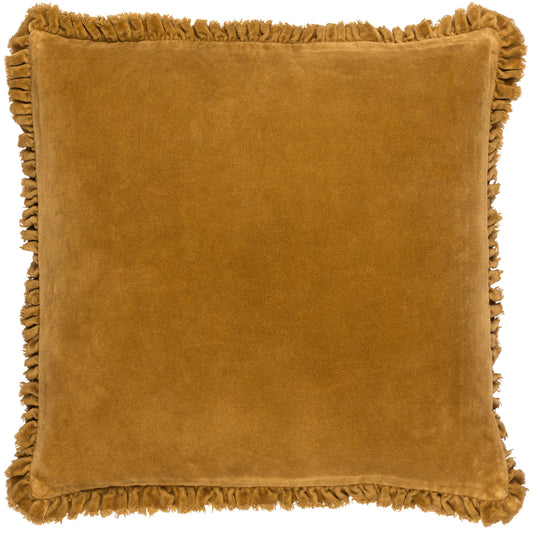 Saffron Velvet Ruffle Cushion Medium