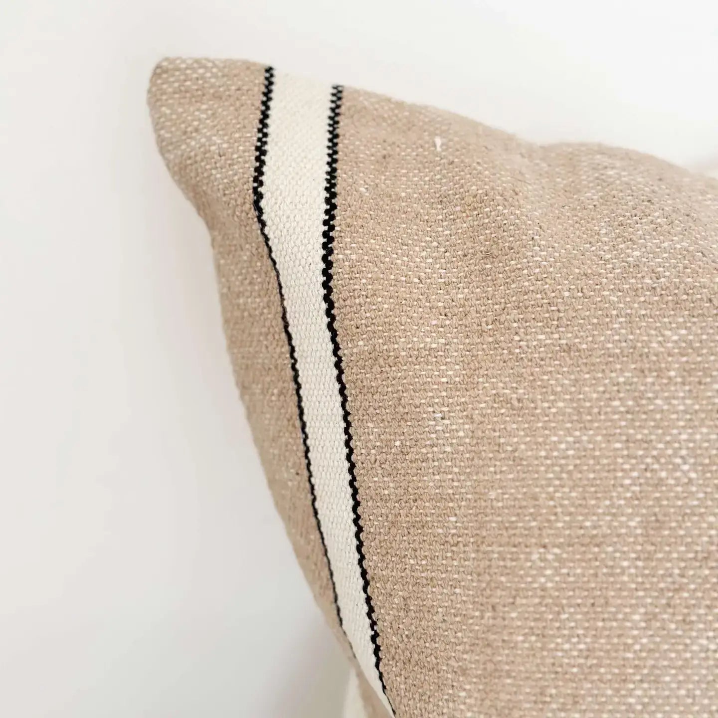Extra Large Black & Beige Striped Cushion