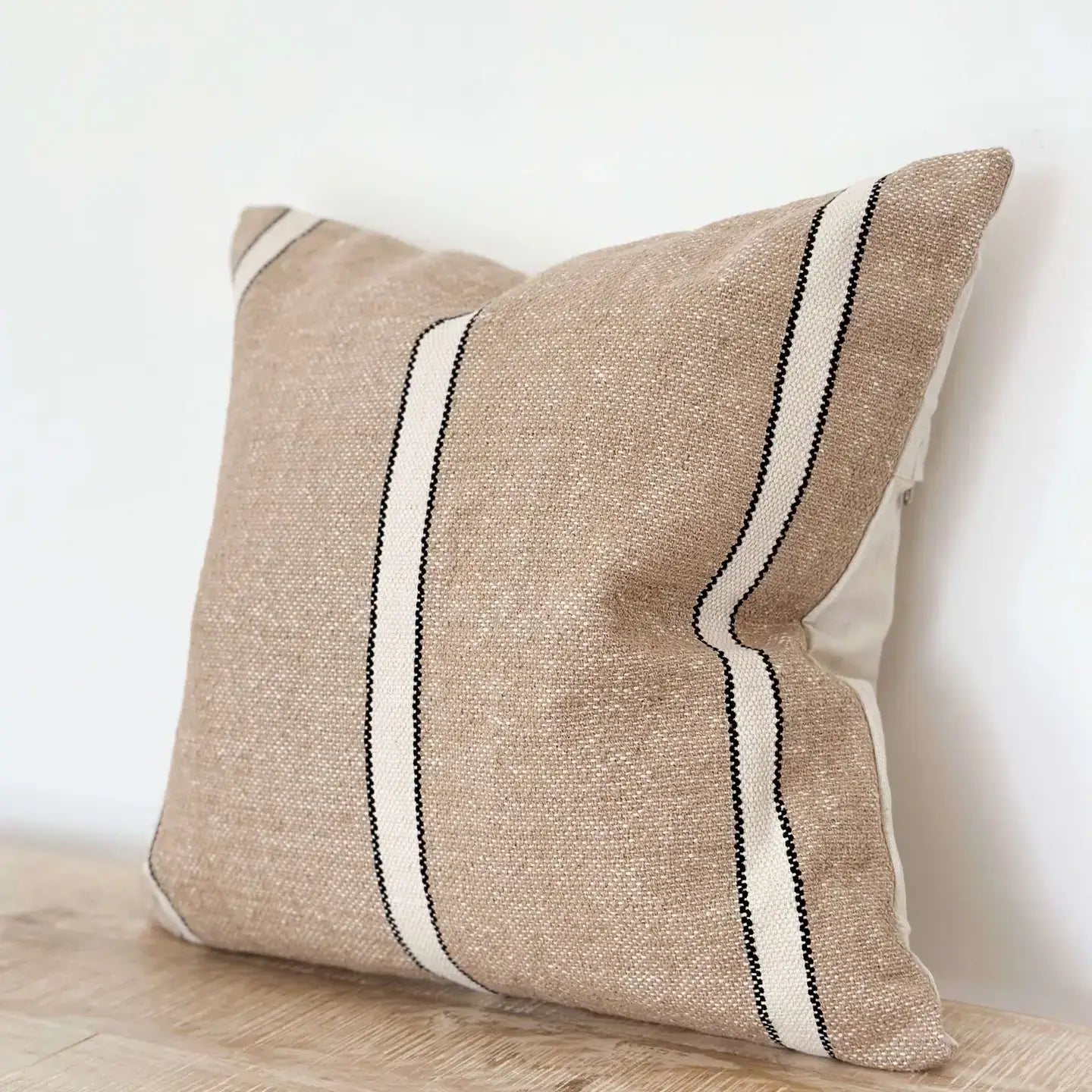 Extra Large Black & Beige Striped Cushion