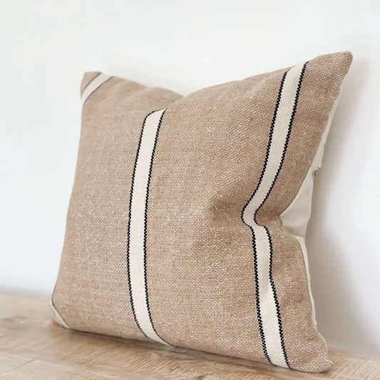 Extra Large Black & Beige Striped Cushion