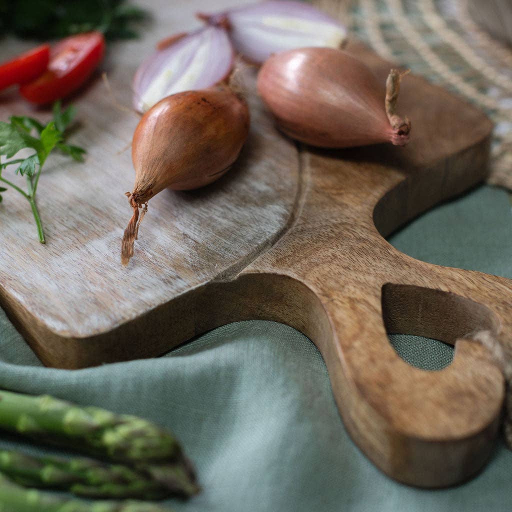 Large Dual Tone Wooden Chopping board with Heart Carved Handle
