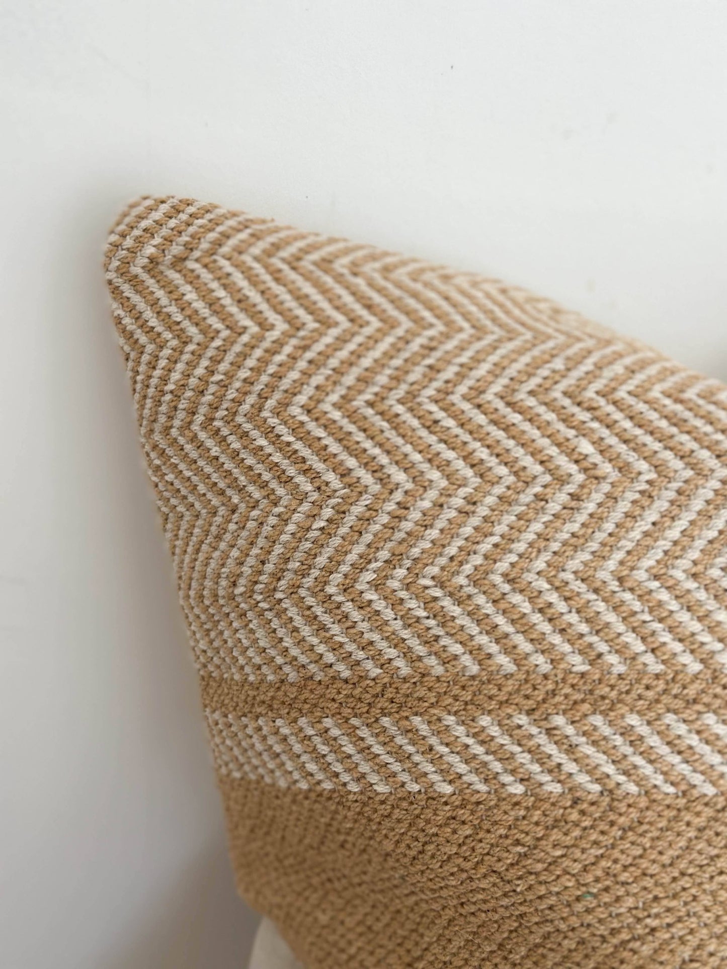 Large Beige Herringbone Cushion