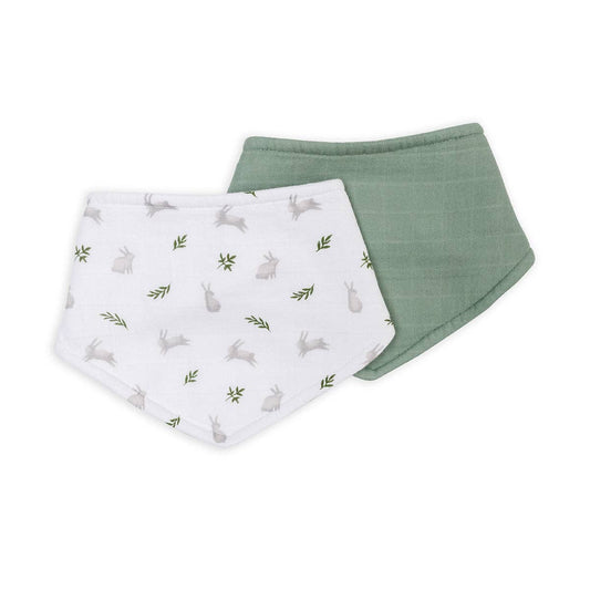 Set Of 2 Bunnies & Fern Bandanna Bibs