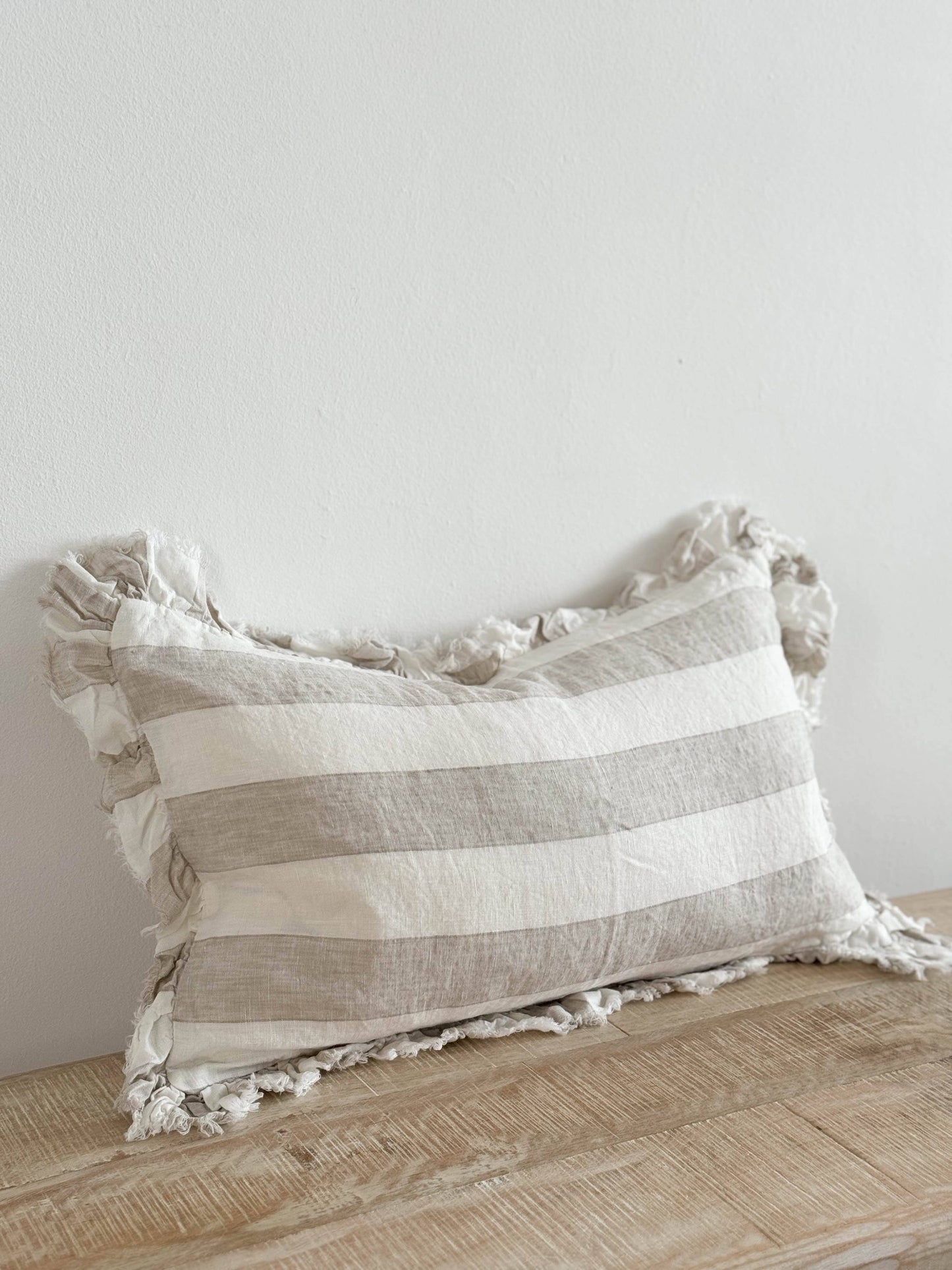 Beige & Cream Wide Stripe Cushion Small