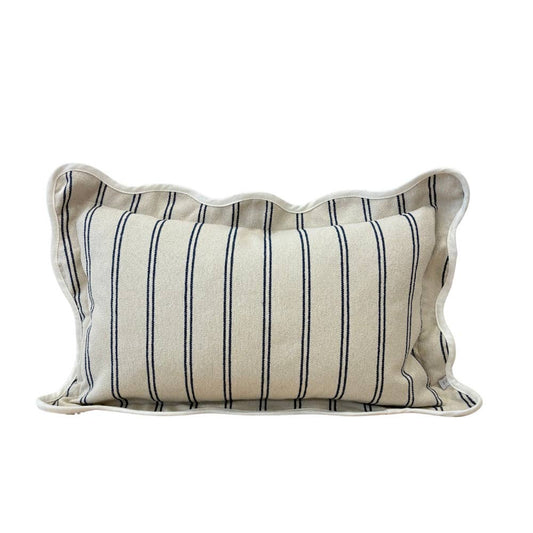 Nautical Stripe Scalloped Edge Cushion Small