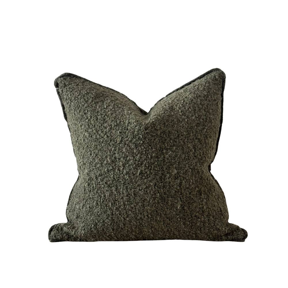 Olive Green Boucle Cushion Large