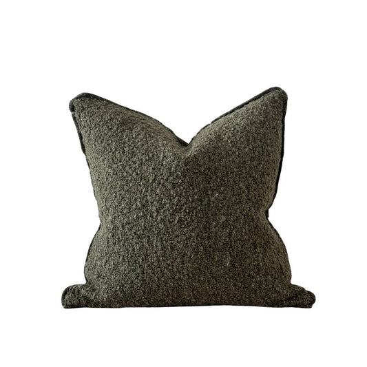 Olive Green Boucle Cushion Large