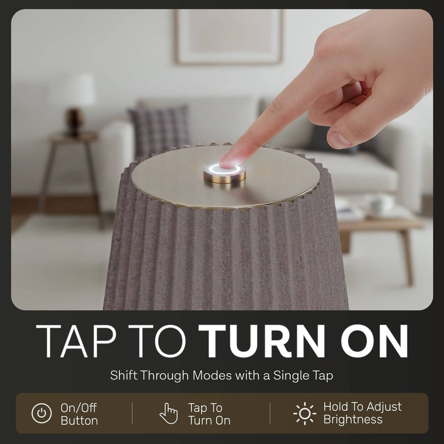 Taupe 16" Height Rechargeable Touch Control LED Lamp