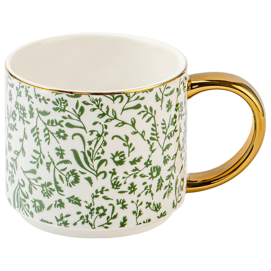 Green Floral Mug