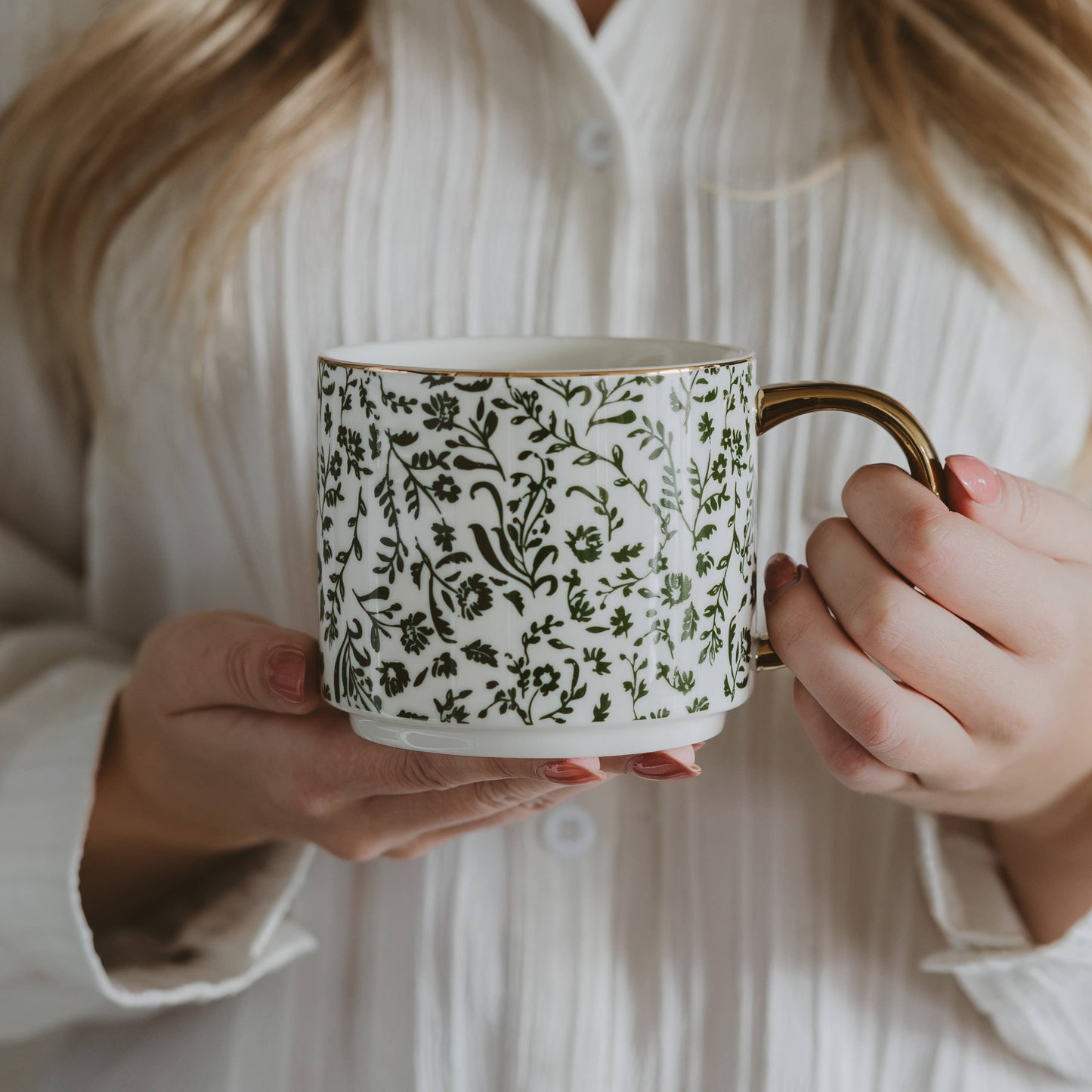 Green Floral Mug