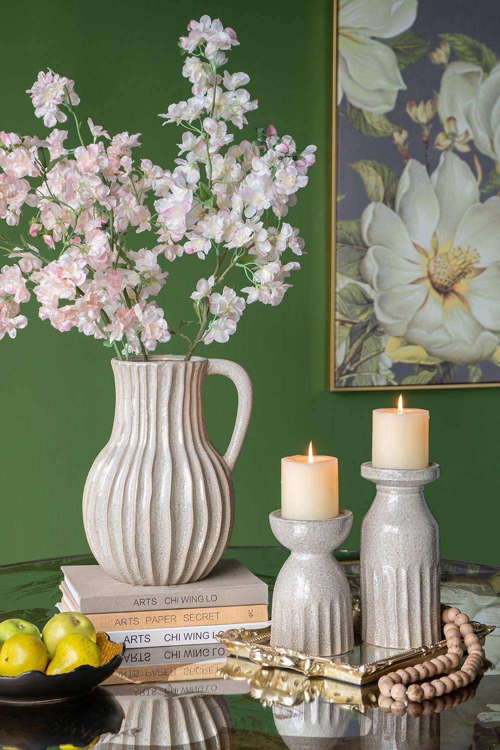 Ridge Ceramic Candle Holder