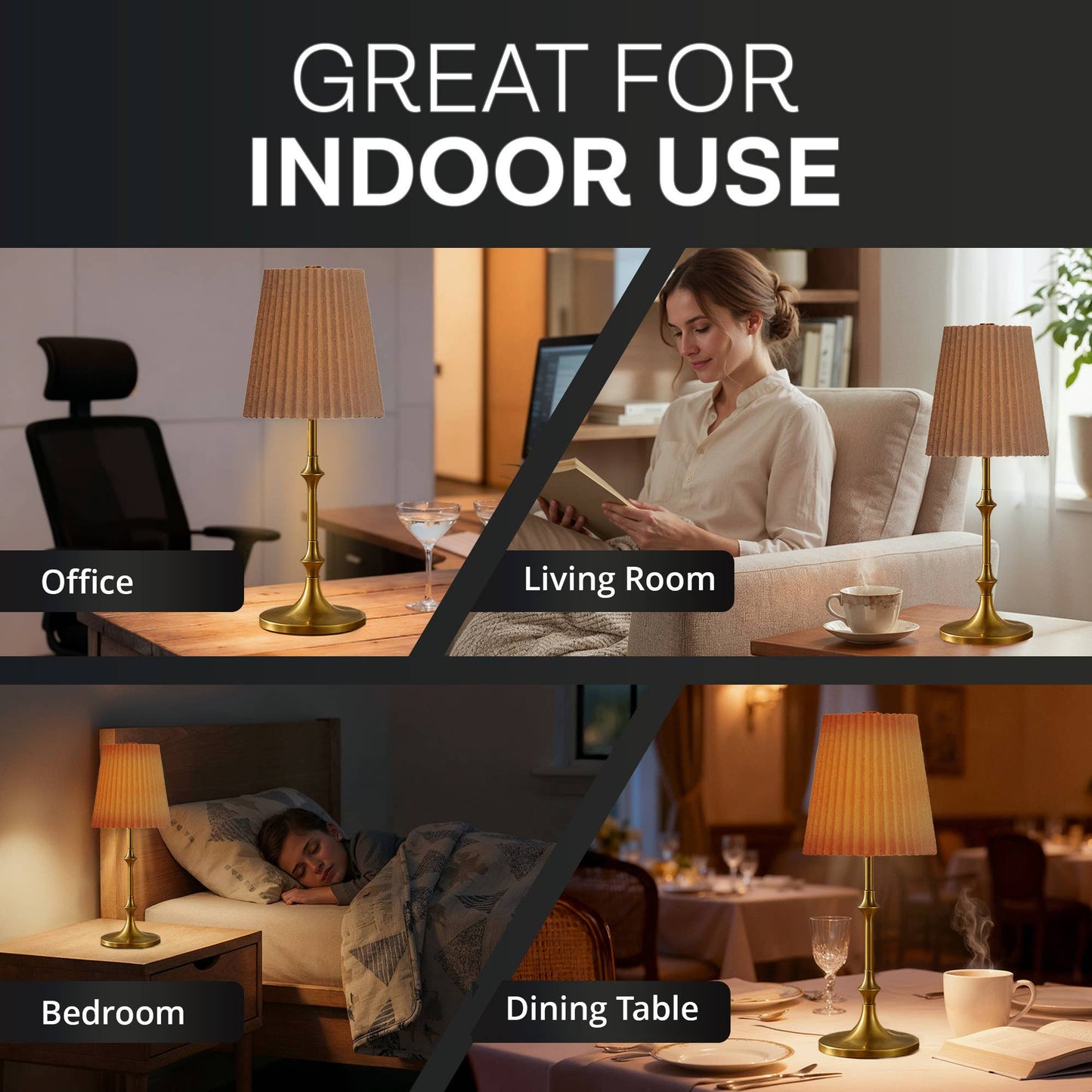 Taupe 16" Height Rechargeable Touch Control LED Lamp