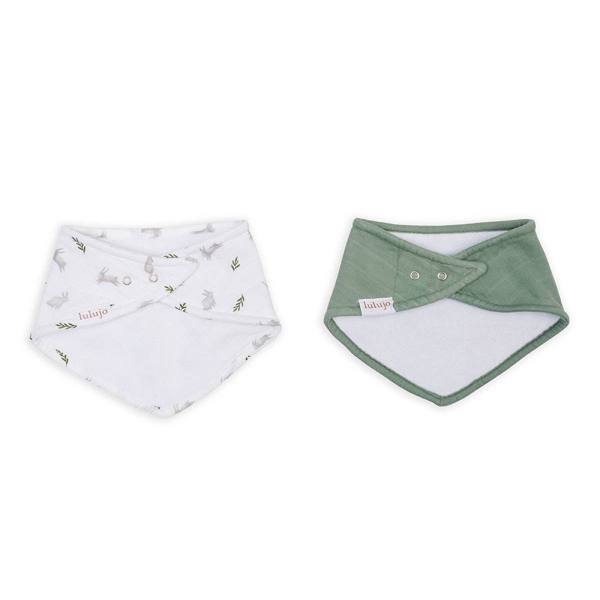 Set Of 2 Bunnies & Fern Bandanna Bibs