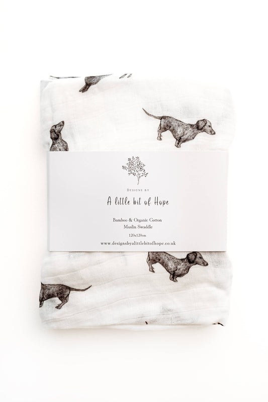 Little Paws ( Dachshund) Muslin Blanket