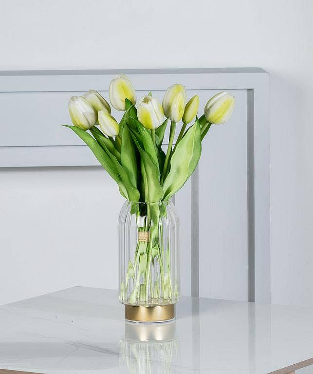 Large LED Vase with Gold Base