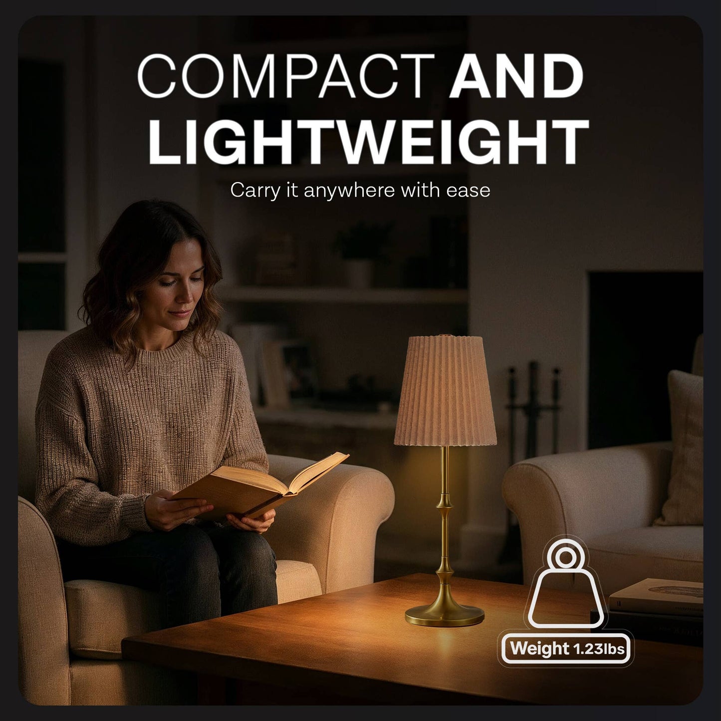 Taupe 16" Height Rechargeable Touch Control LED Lamp