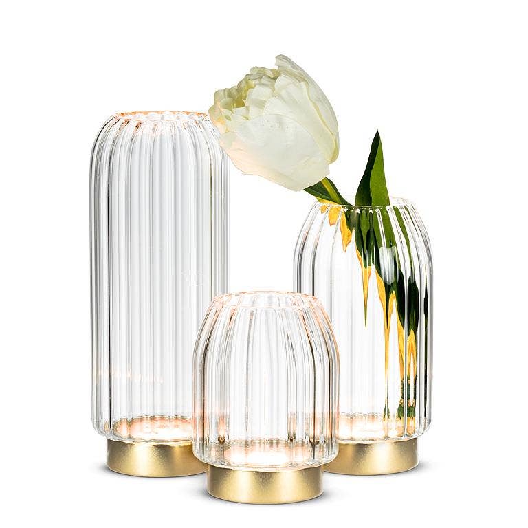Small LED Vase with Gold Base