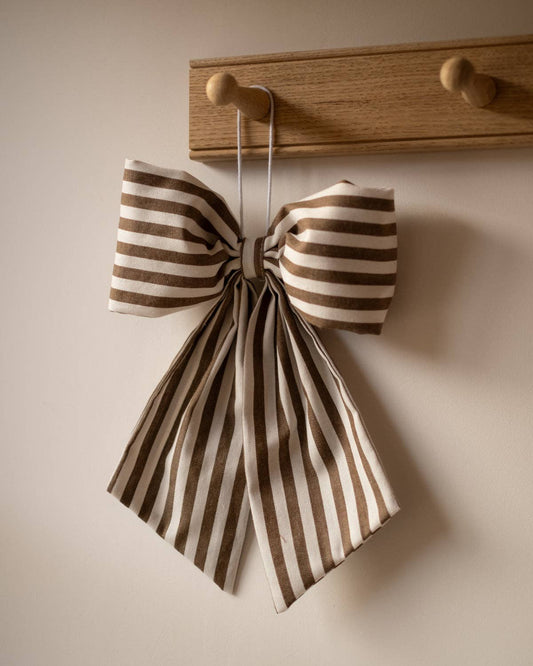 Brown Large Stripe Hanging Bow