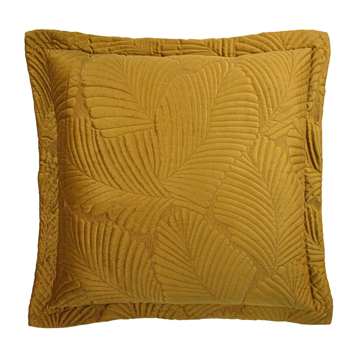 Ochre Quilted Velvet Cushion Large