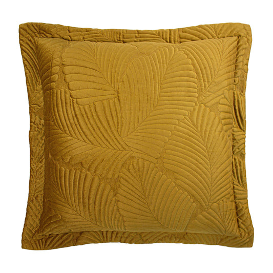 Ochre Quilted Velvet Cushion Large