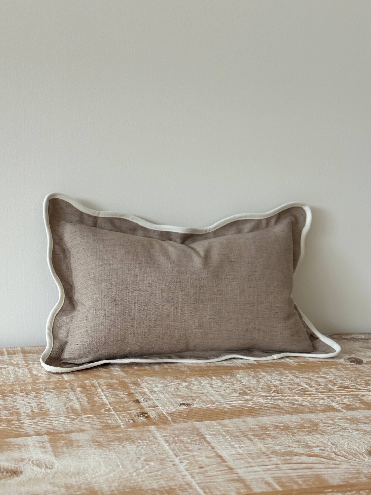 Greige Scalloped Edge Cushion Small