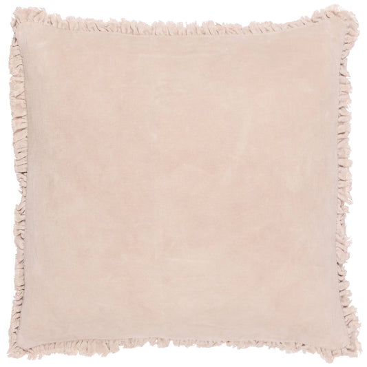 Natural Velvet Ruffle Cushion Medium