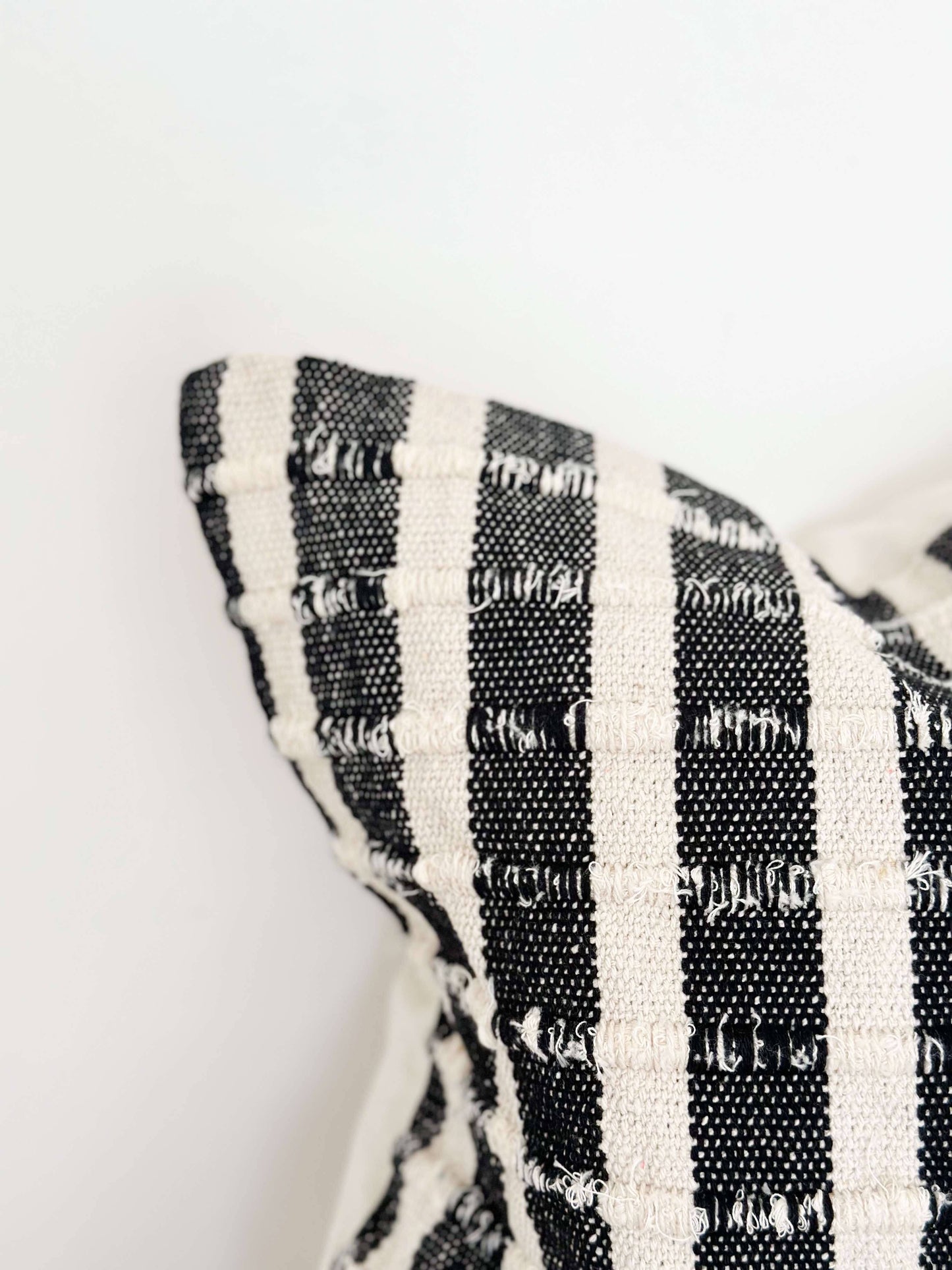 Luxe Cotton Black & Cream Stripe Cushion Medium