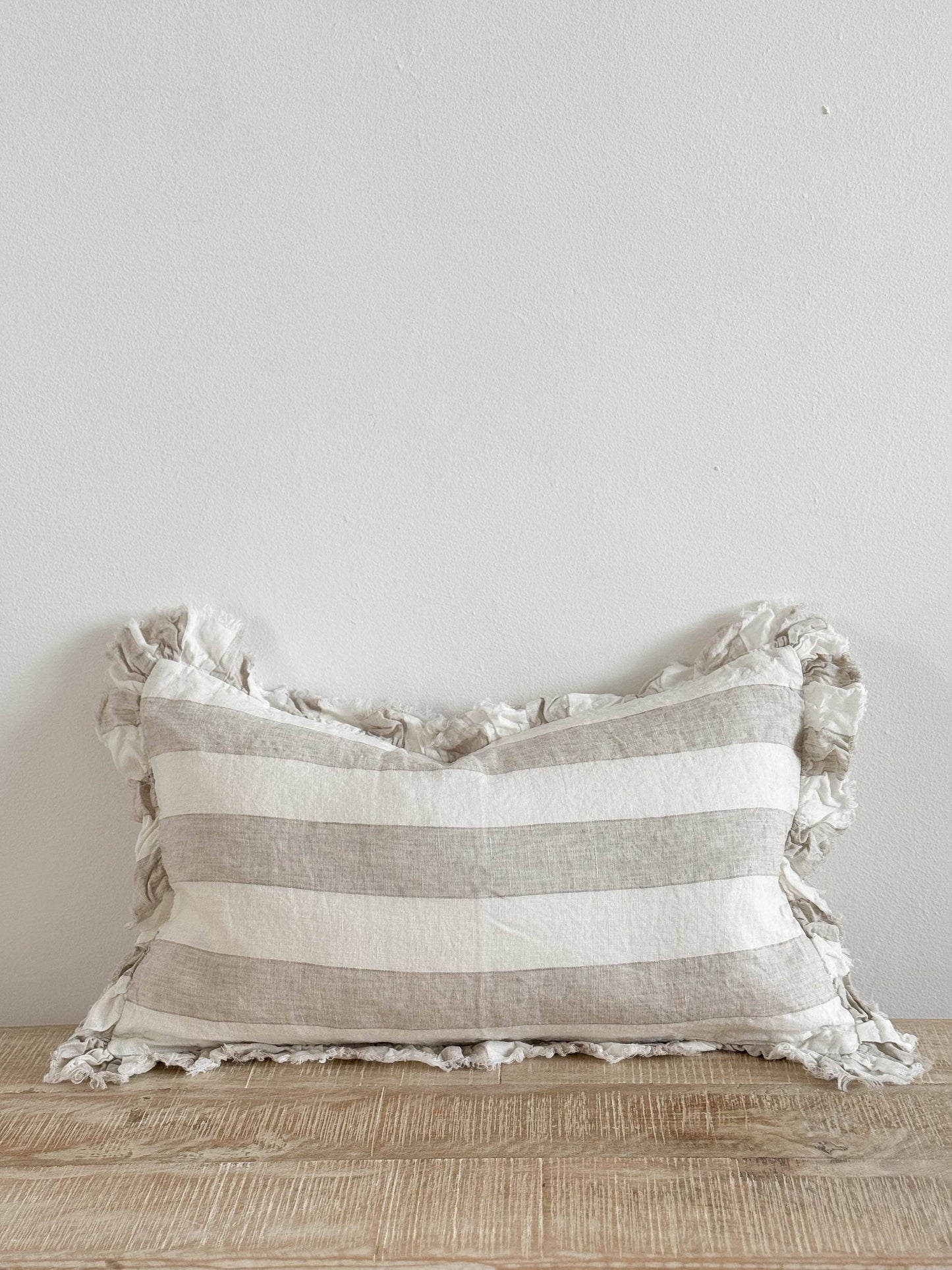 Beige & Cream Wide Stripe Cushion Small