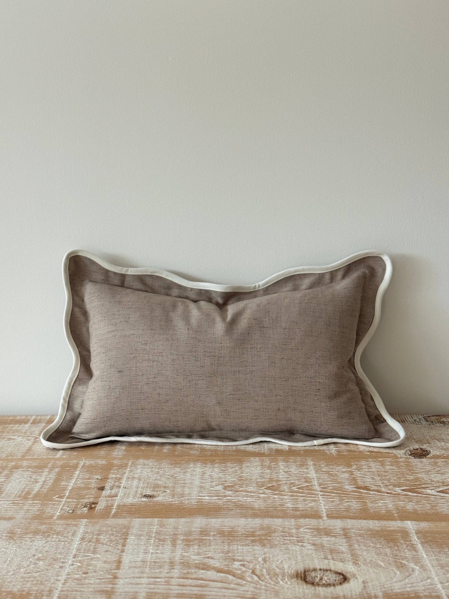 Greige Scalloped Edge Cushion Small