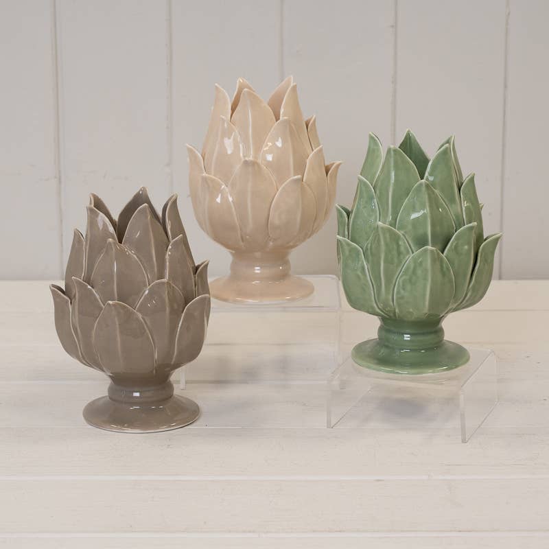 Brown Glazed Artichoke Candle Holder