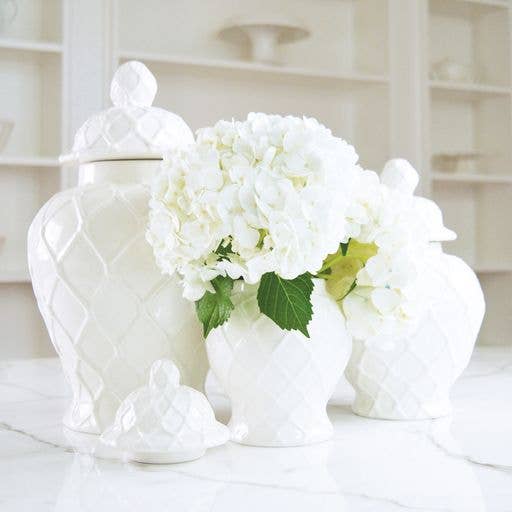 White Textured Ginger Jar Extra Large