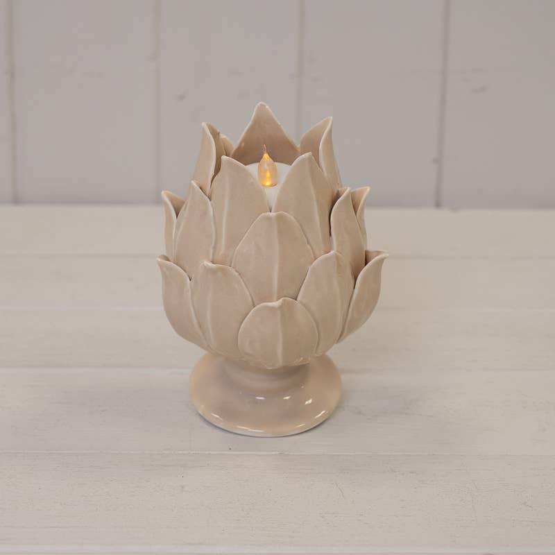 Green Glazed Artichoke Candle Holder