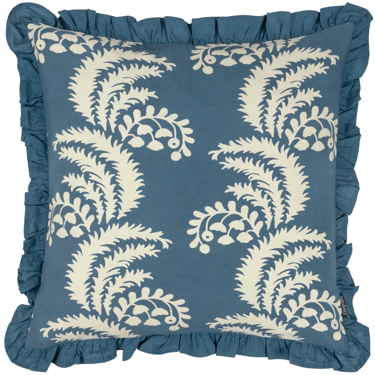 French Blue Floral Pleat Cushion