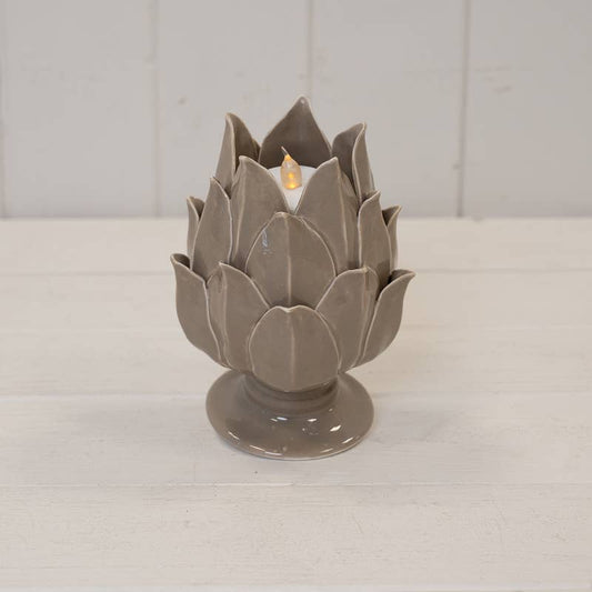Brown Glazed Artichoke Candle Holder