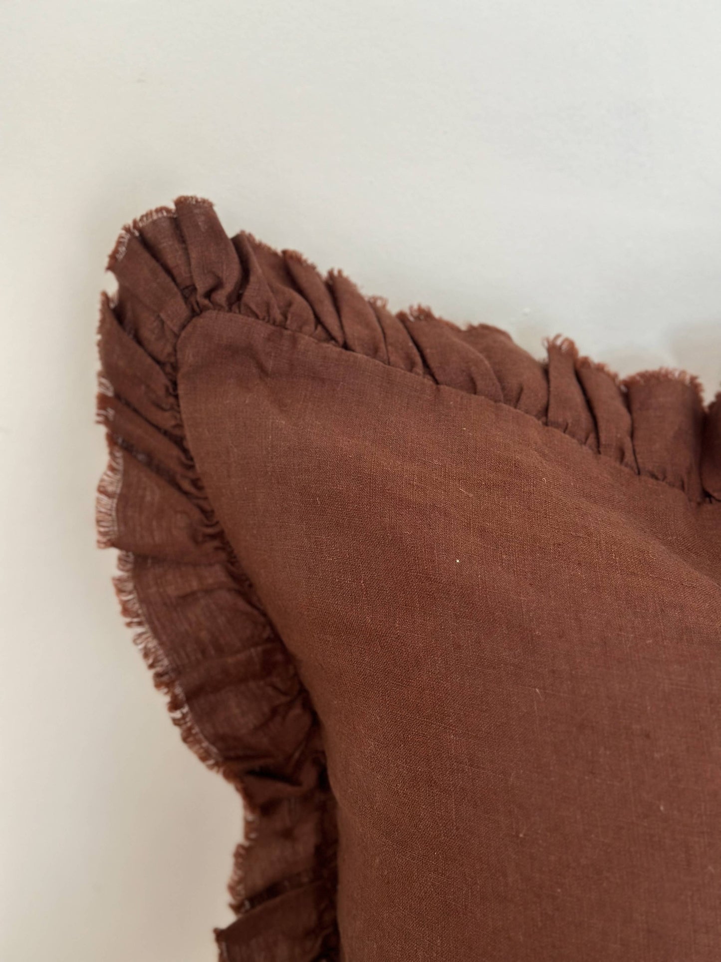 Large Dark Brown Ruffle Cushion