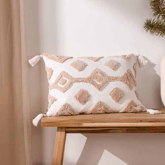 Natural Tufted Tassle Cushion