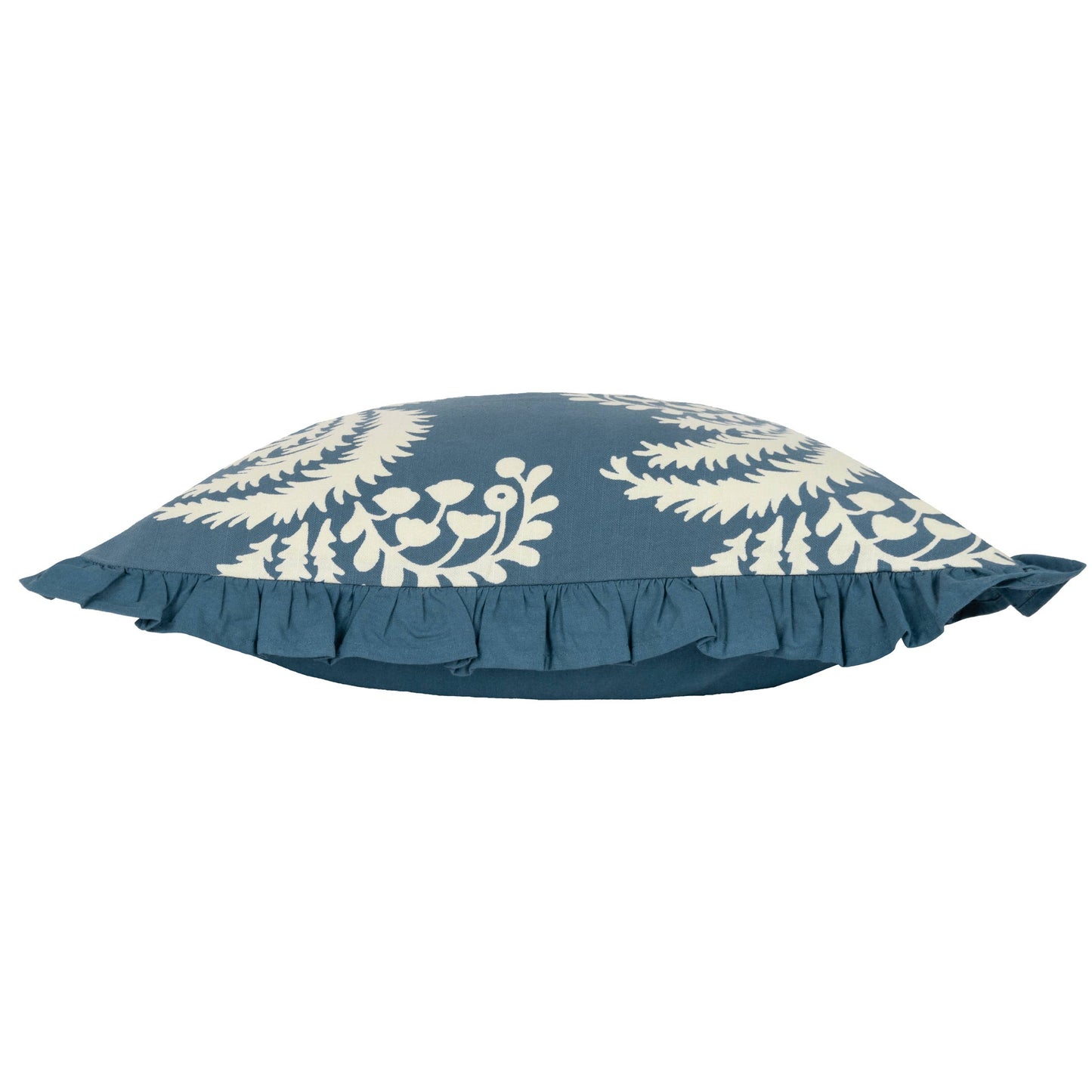 French Blue Floral Pleat Cushion