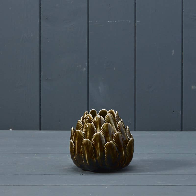 Green Ceramic Flower Tealight