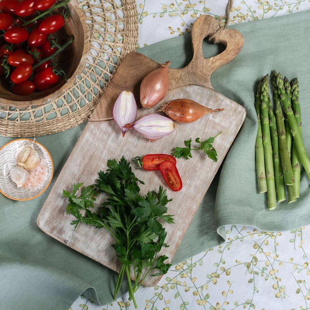 Large Dual Tone Wooden Chopping board with Heart Carved Handle