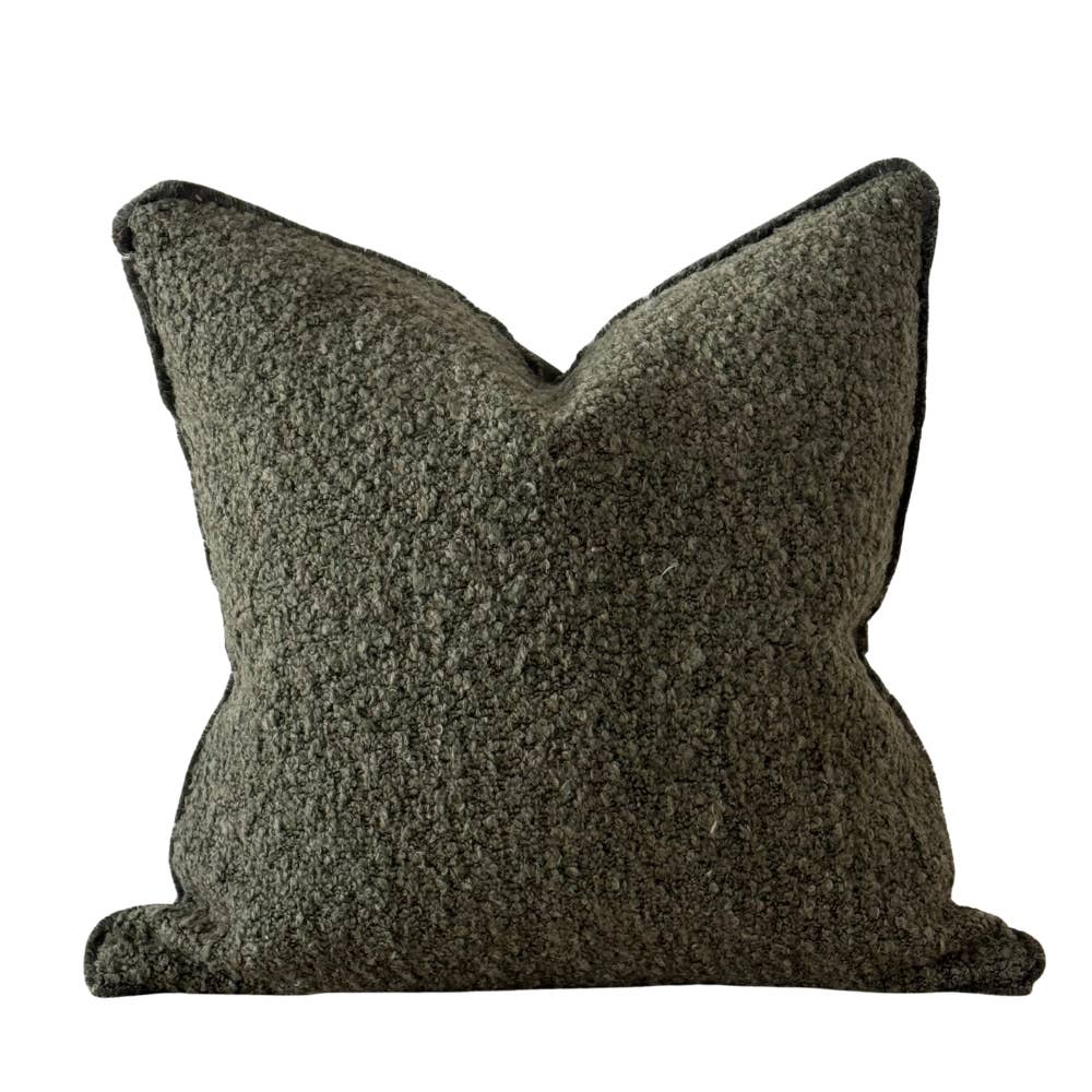 Olive Green Boucle Cushion Extra Large