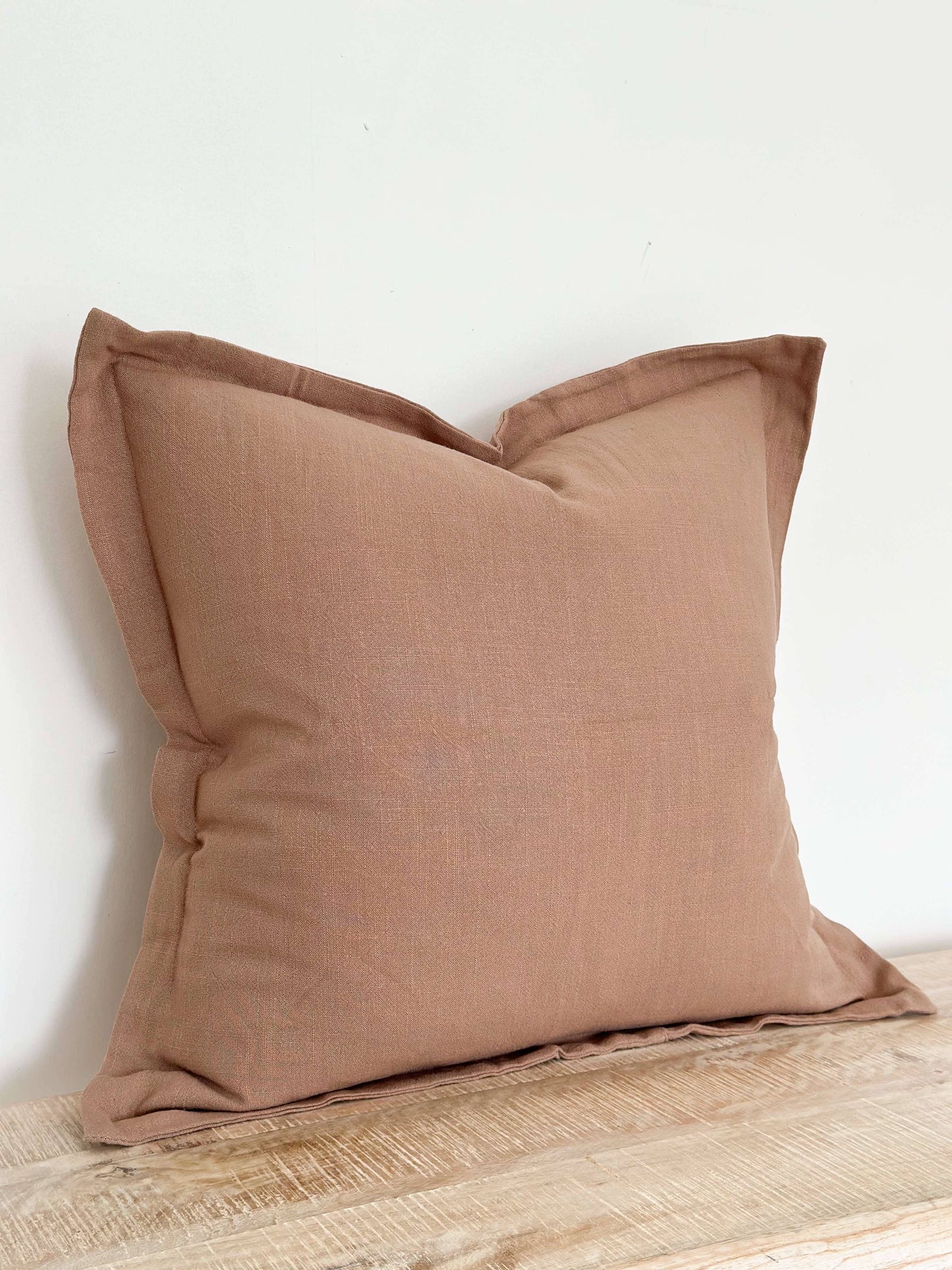 Brown Plain Linen Cushion Medium