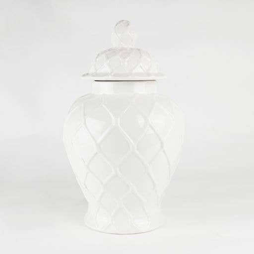 White Textured Ginger Jar Extra Large