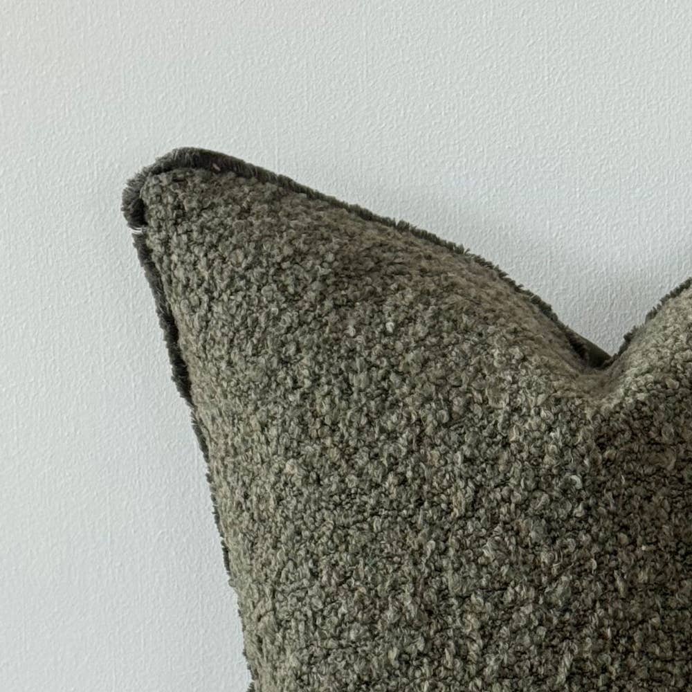 Olive Green Boucle Cushion Large