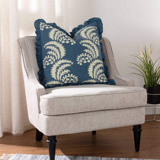 French Blue Floral Pleat Cushion